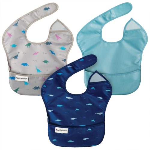 Mess-Proof Easy Bibs, Ocean Life, Dino, and Slate, Set Of 3