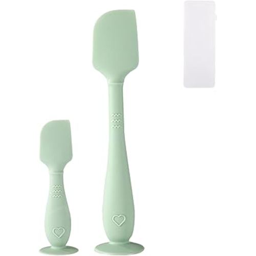 2pcs Baby Diaper Cream Spatula with Travel Case, 2 Sizes Soft Flexible Silicone Butt Paste Applicator Baby Diaper Rash Cream Spatula Bum Brush for Newborn(Green)