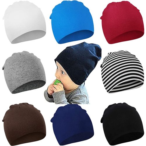 DRESHOW BQUBO 8 Pack Unisex Baby Beanie Hat Infant Baby Soft Cute Knit Cap Nursery Beanie