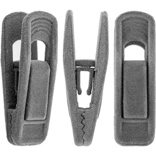 Velvet Hangers Clips 60 Pack, Grey Pants Hangers Velvet Clips, Strong Finger Clips Perfect for Thin Velvet Hangers (Grey)