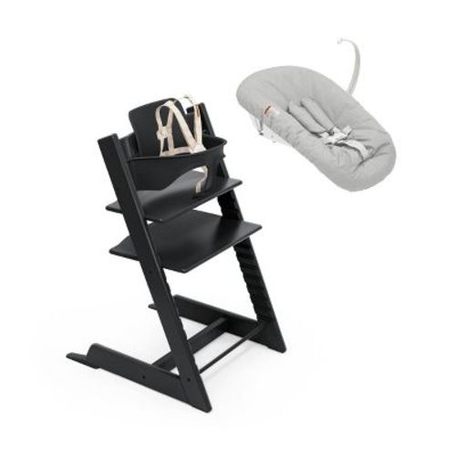 Stokke Tripp Trapp High Chair 2 with Adjustable Newborn Set & Baby Set - Black