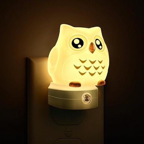 L LOHAS LED Owl Night Light for Kids, 3D Owl Plug in Wall, Dusk to Dawn Sensor, 8-Color Changing+Soft White 3000K, 3 Lighting Modes, Nursery Decor