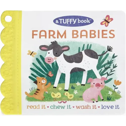 Tuffy Farm Babies Book - Washable, Chewable, Unrippable Pages With Hole For Stroller Or Toy Ring, Teether Tough, Ages 0-3 (A Tuffy Book)