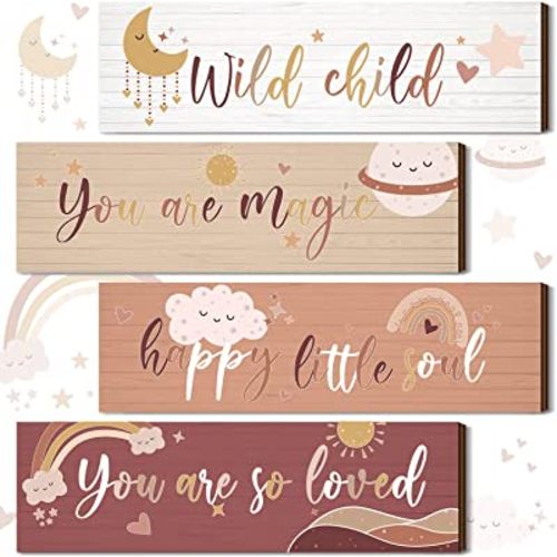 Blulu Boho Rainbow Inspirational Decor Art Wall Hanging Sign Inspiring You Are So Loved Rainbow Wooden Decoration for Bedroom Nursery Dorm(Colorful)