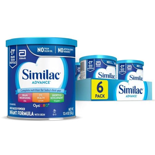 Similac Advance Infant Formula with Iron, Baby Formula Powder, 12.4-oz Can, Pack of 6