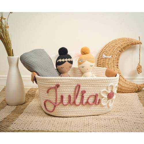 Baby shower personalized gift basket, baby Gift Basket Rope Cotton Basket Baby Gift Basket Toy Basket Storage Basket Baby Name Gift