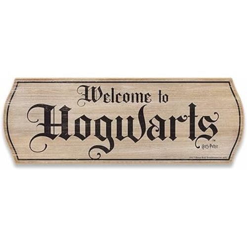 Harry Potter Welcome to Hogwarts Banner Wood Wall Decor - Vintage Hogwarts Sign for Movie Room or Bedroom