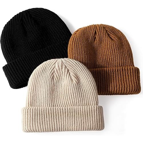 Glooarm 3 Pack Baby Beanie Toddler Boys Girls Beanie Knit Warm Winter Hats Newborn Infant Cuffed Caps, 0-5 Years