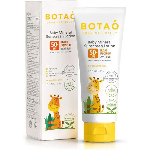 Baby 100% mineral Zinc Oxide baby sunscreen – safe natural sunblock lotion for babies: SPF50 Broad Spectrum UVA UVB,For sensitive skin Baby Face Body Protection, Sunblock Cream 2.5 Oz
