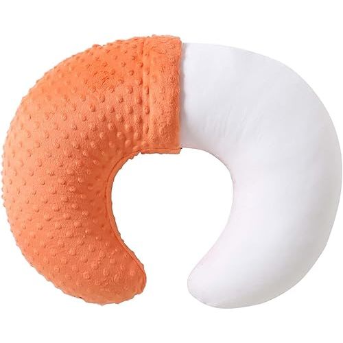 Nursing Pillow and Positioner, Breastfeeding, Bottle Feeding, Baby Sitting Support with Removable Ultra Soft Cover, Tummy Time Support for Baby Boys and Girls (Orange)