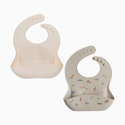 Loulou Lollipop Silicone Bib - Safari/Coconut Milk, 2