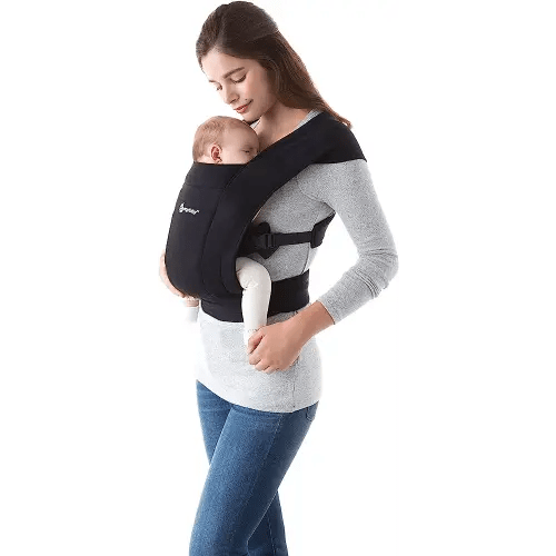 Ergobaby Embrace Cozy Newborn Baby Wrap Carrier (7-25 Pounds), Ponte Knit, Pure Black