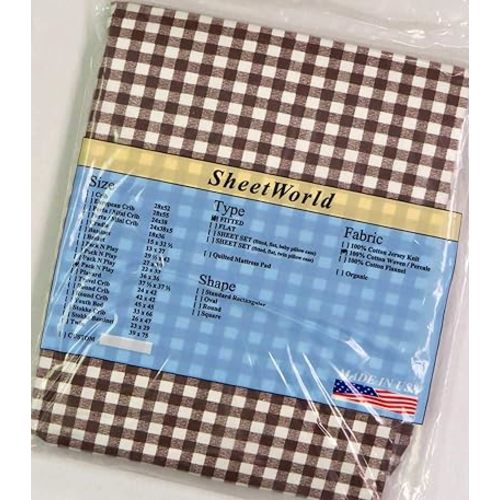 Brown Gingham Check Cotton Fitted Square Playard Sheet Fits Graco TotBloc 36 x 36