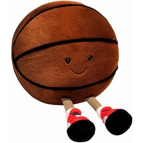 13.7inch Football Plush Toys Soft Stuffed Sports Plush Balls Cute Fun American Soccer Doll Toys with feet Creative Football Spherical Decor Throw Pillow for Christmas Kids Gift (Basketball)