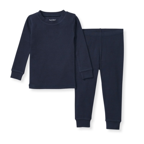 Solid Rib Organic Cotton Toddler Pajamas Midnight