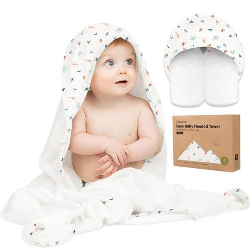 KeaBabies Hooded Baby Towel for Newborn - Viscose Derived from Bamboo Large Baby Bath Towels with Hood for Boys, Girls, Toddler, Extra Absorbent & Soft Newborn Bath Essentials (Wildscape)