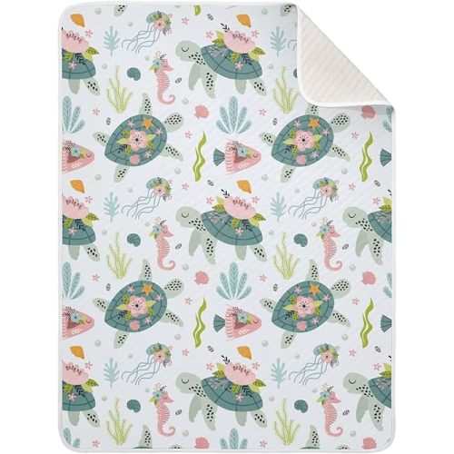Swaddle Blanket for Turtle Sea Horse Baby Receiving Blanket Muslin Baby Swaddles Soft Cotton Breathable Nursery Blankets for Unisex Boys and Girls 30x40 Inch