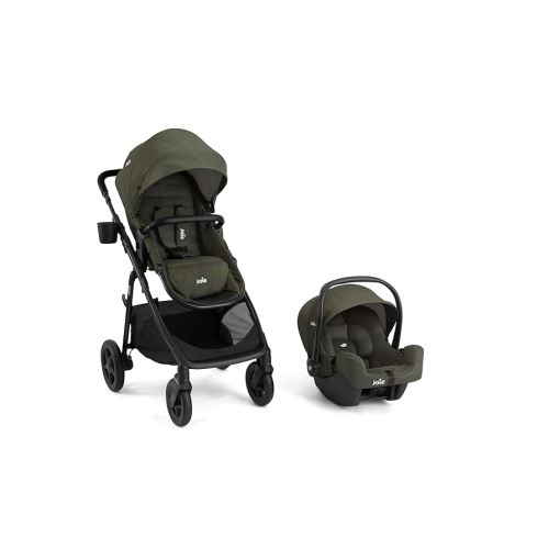 Ginger and Rue Travel System - 4-in-1 Modular Travel System with Pramette, Lightweight Infant Car Seat & Anti-Rebound Base (Evergreen)
