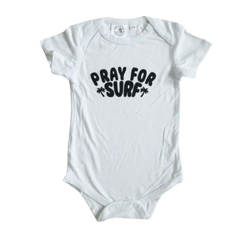 Pray For Surf White Bamboo Onesie