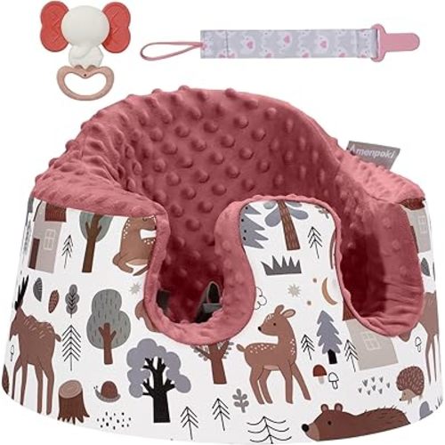 Seat Cover Compatible with Bumbo Seat,Breathable Baby Bumbo Seat Cover,Soft Bumbo Floor Seat Cover for Baby Girl Boy,Only Compatible with Bumbo Seat with Soothing Toy (Red)