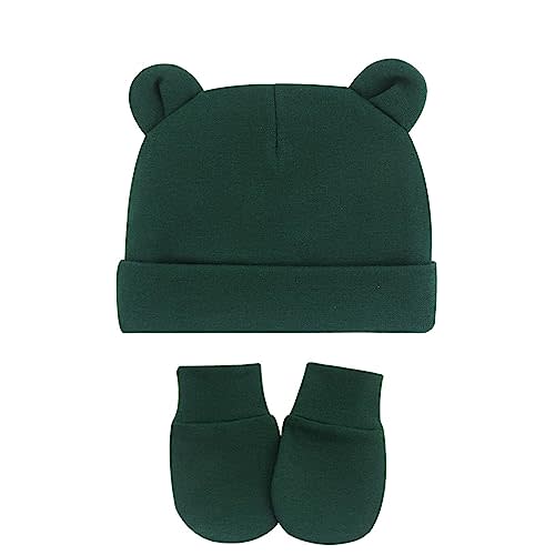 UTTPLL Newborn Hats Mittens Set Toddler Girls Boys Cotton Nursery Hospital Beanie No Scratch Gloves Unisex Baby Infant Caps