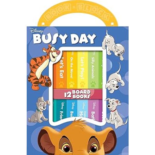Disney Lion King, Winnie the Pooh, Dumbo, and More! - Busy Day My First Library 12 Board Book Block Set - PI Kids
