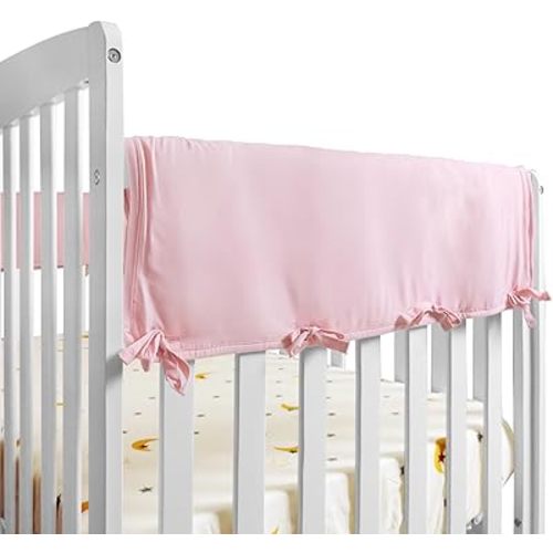 2 Pcs 18" Wide Bed Rail Guard Cover for Teething, Cover Most Full-Size Bed, Protect Baby Teeth and Save Rails, 28"L Rail Edge Protector Strip, Soft Anti-Collision Corner Cover in Cotton Fabrics, Pink