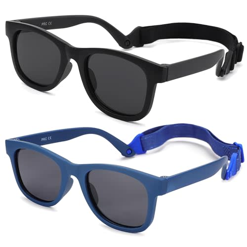 NULOOQ Flexible Polarized Baby Sunglasses with Strap Adjustable for Toddler & Newborn Infant 0-18 Months