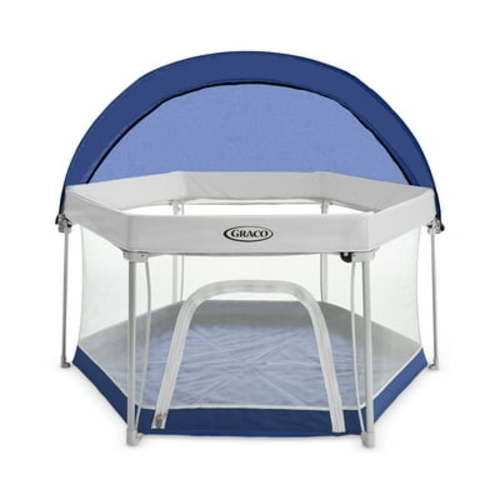 Graco Pack 'n Play LiteTraveler LX Playard, Compact Folding, Indoor/Outdoor Use, UV 50 Canopy, Blue