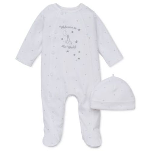 Baby Boys or Baby Girls Welcome To World Footed Coverall and Hat, 2 Piece Set