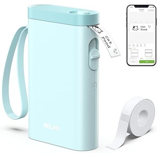 Nelko Label Maker Machine with Tape, P21 Bluetooth Label Printer, Wireless Mini Label Makers with Multiple Templates for Organizing Office Home, Cyan