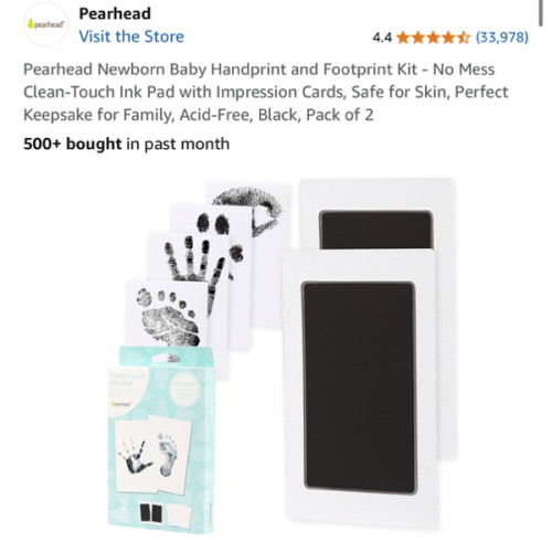 Pearhead Newborn Baby Handprint and Footprint Kit - No Mess Clean-Touch Ink Pad with Impression Cards, Safe for Skin, Perfect Keepsake for Family, Acid-Free, Black, Pack of 2