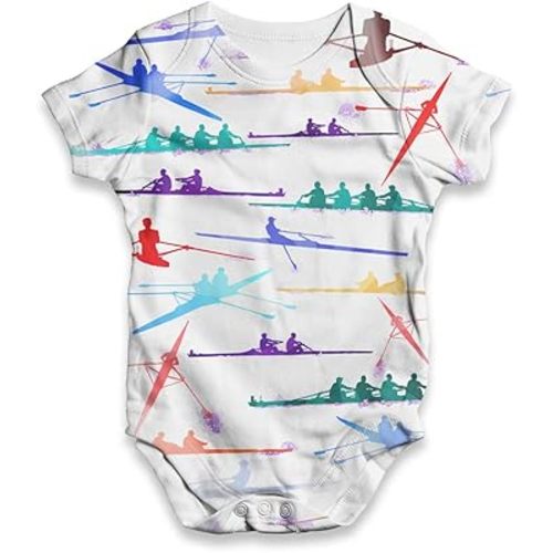TWISTED ENVY Infant Baby Bodysuit Rowing Rainbow Collage