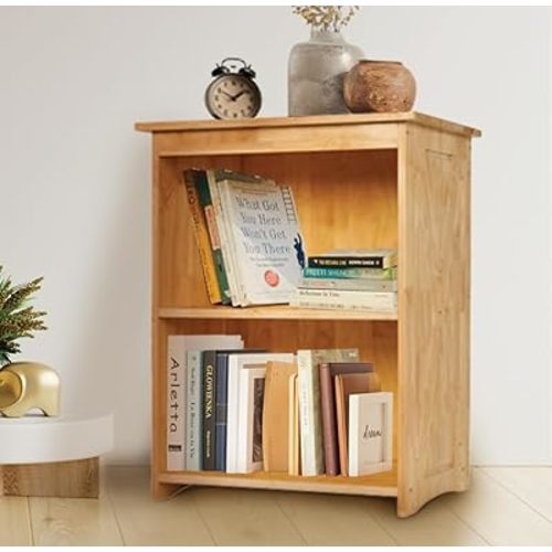 Bookcase, Natural Wood Bookshelf, 3 Tier Book Shelf, Freestanding Display Storage Shelves for Bedroom, Living Room and Office (Natural)