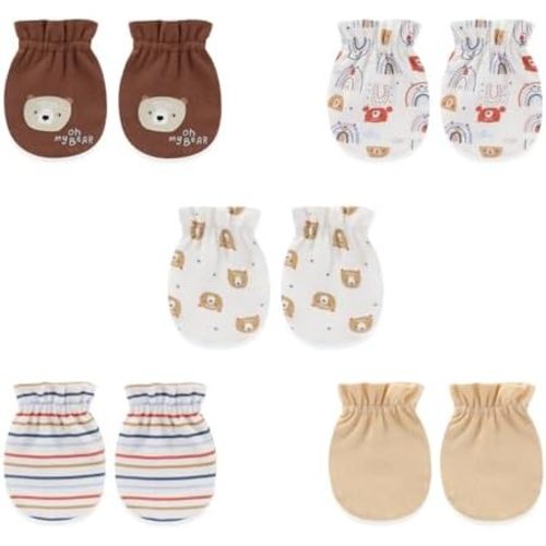 5 Pairs Baby Not Scratch Mittens 0-6 Months New Born Boy Girl Gloves Cute Infant Accessories