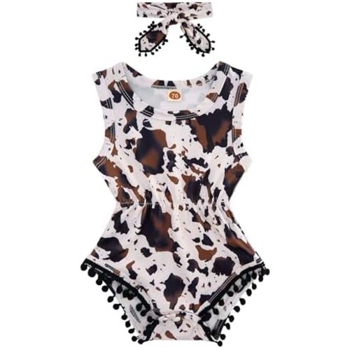 UNICOMIDEA Baby Girls Outfit Newborn Romper Jumpsuits Sleeveless One-Piece Clothes 0-24 Months Bodysuit with Headband
