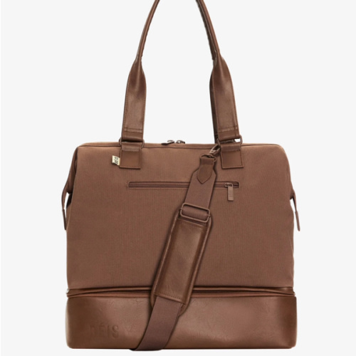 BÉIS 'The Convertible Mini Weekender' in Maple - Small Overnight Bag & Brown Duffle Bag