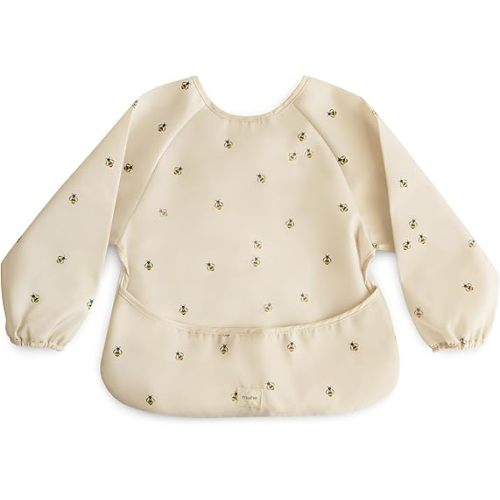 mushie Long Sleeve Baby Bib | Mess Free & Waterproof Fabric for Toddlers | Adjustable Fit for Ages 6-24 Months