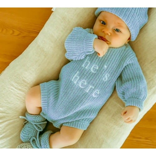 Birth Announcement Bundle- Organic Cotton - Newborn Announcement Pictures, Baby Shower Gift, Newborn Clothing - Custom Embroidery