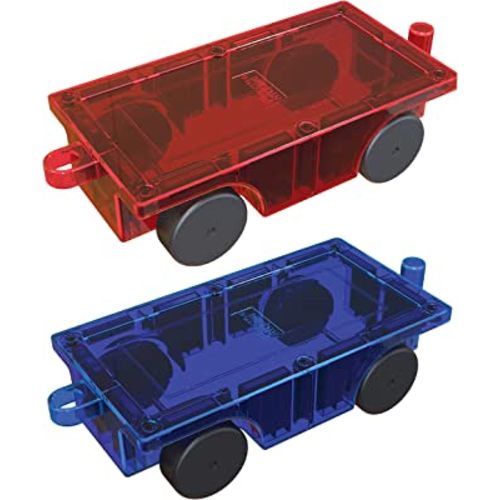 PicassoTiles 2 Piece Car Truck Construction Kit Toy Set Vehicle Educational Building Tile Magnetic Blocks Puzzle Magnets Toys with Re-Enforced Hitch and Long Bed for Girls Boys Toddler Ages 3+