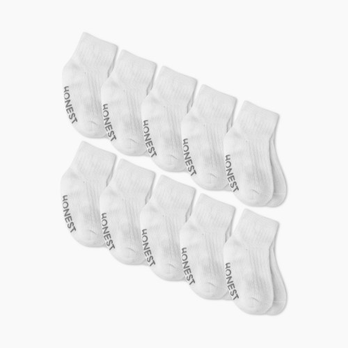 Honest Baby Clothing 10-Pack Cozy Socks - White, 6-12 M
