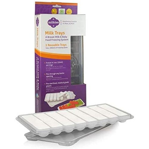 Milkies Milk Trays, Breastmilk Freezer Tray Organizer, Freeze and Store Your Milk and Baby Food in 1 Ounce Sticks, Includes 2 Reusable Storage Container Trays, No BPA-Phthalates-Dyes, Silicone-Free