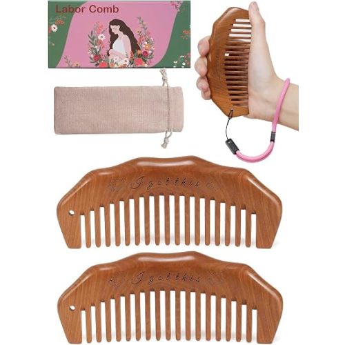 2 Pack Labor Comb with Wrist Strap, Birthing Comb for Labor