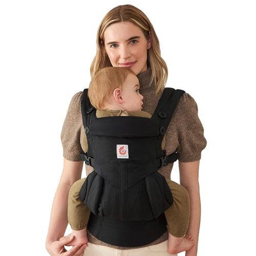 Ergobaby Omni Classic Baby Carrier for Newborn to Toddlers 0-48 Months (7-45 lbs) - 4-Position 100% Premium Cotton Baby Carrier with Ergonomic Support - Pure Black
