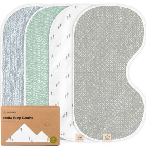 KeaBabies 4pk Hallo Baby Burp Cloths, Organic Cotton Burp Cloth for Girls, Boys, Soft & Absorbent Burping Cloths (Fleur)