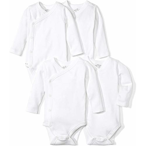 Baby Set of 4 Organic Long-Sleeve Side-Snap Bodysuits