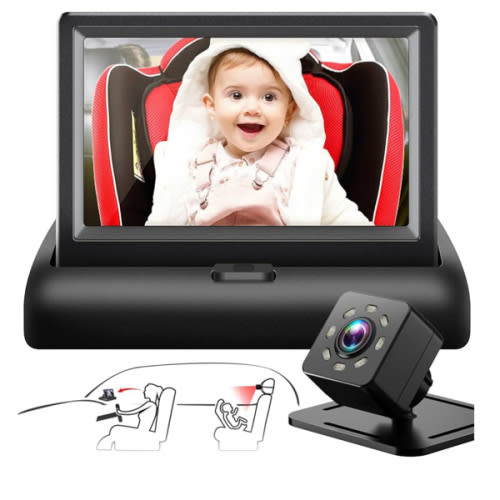 Baby Car Mirror with 4.3'' HD Night Vision Function Display, Safety Car Seat Camera with Wide Crystal Clear View, Easily Observe The Baby’s Move(Not USB)