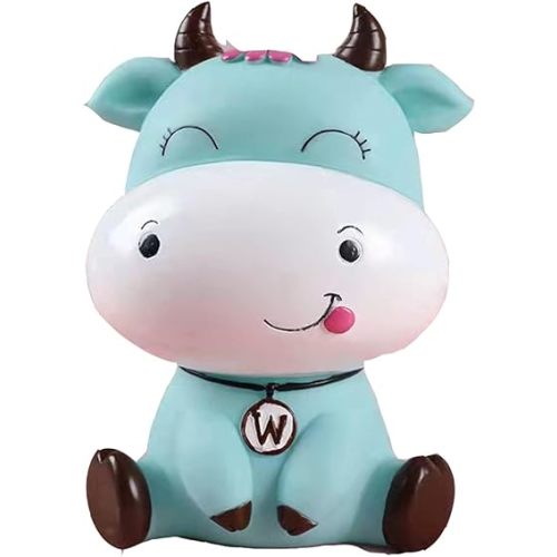 Piggy Bank Large Cow for Boys Girls Coin Bank for Boys Girls Kids Cute Cow Piggy Bank Big Eyes for Children's Birthday(blue)