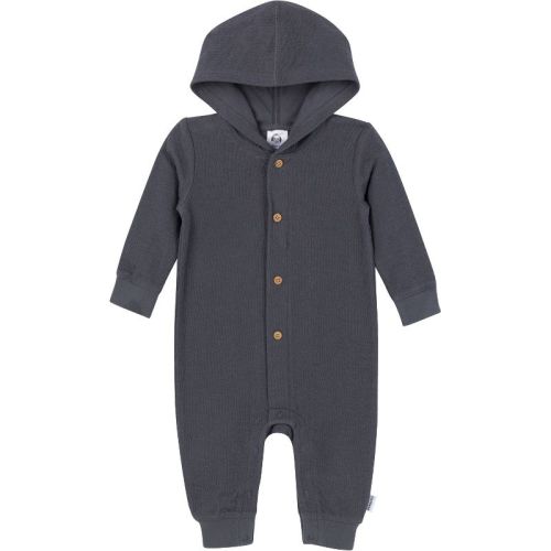 Gerber Baby Boys' or Girls' Hooded Romper, Charcoal , 0-3 Months