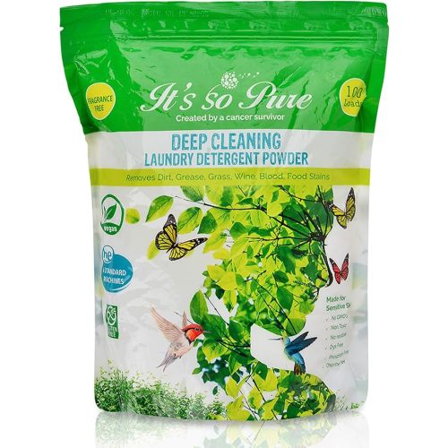 It’s So Pure All Natural Laundry Detergent Powder – Deep Cleaning, Removes Dirt, Grease, Stains – Non-toxic, Vegan, Fragrance Free Laundry for Sensitive Skin, HE Compatible (100 Loads)